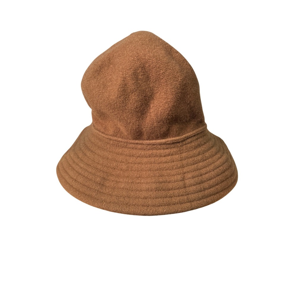 Parkhurst Cognac Brown 100% Wool Bucket Hat Made in Canada Stitched Brim Cloche
